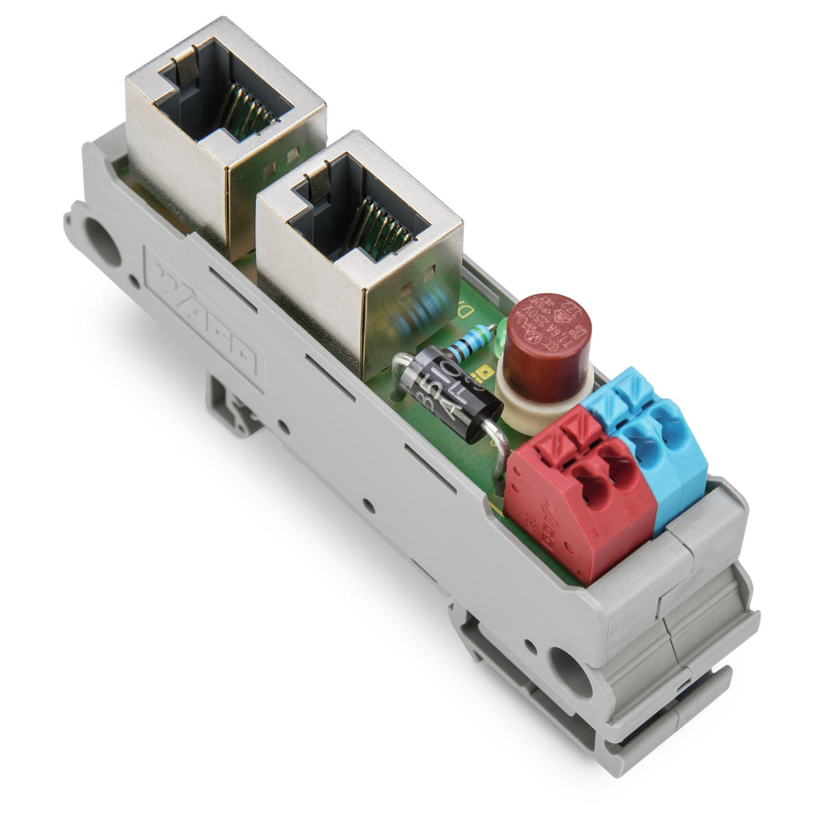 Wago Rj45 Interface Module WAGO介面模組(289-196)- RJ45帶PCB接線端子台及電源跳線觸點訊號轉接模組 — 泉昱電業QUAN-YU